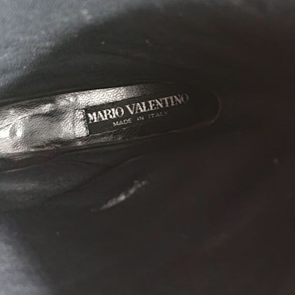 Mario Valentino Vintage 80s 90s Black Gray Tall Pull On Suede Knee High Boots - Picture 12 of 13